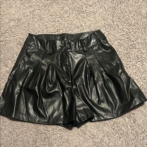 High Waisted Black Faux Leather Shorts